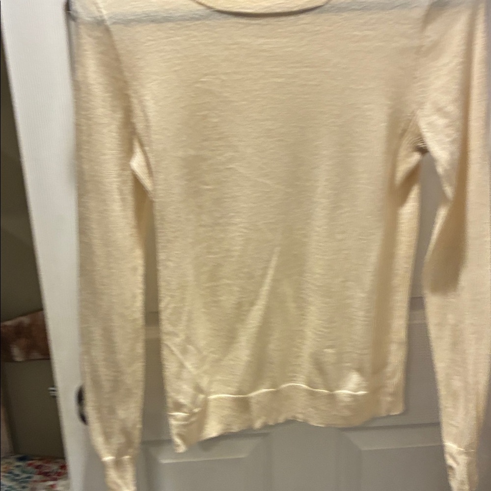 J. Crew Factory Cream Crew Neck Minimalist Timeless Lightweight Sweater. Size S